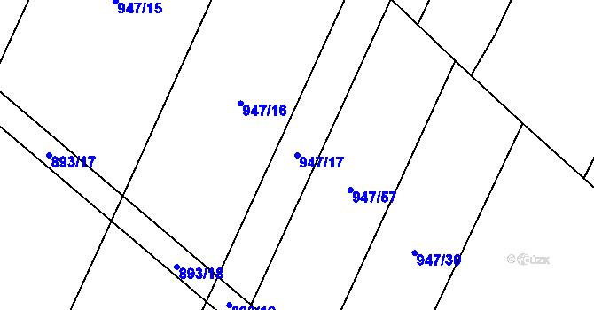 Parcela st. 947/17 v KÚ Čeraz, Katastrální mapa