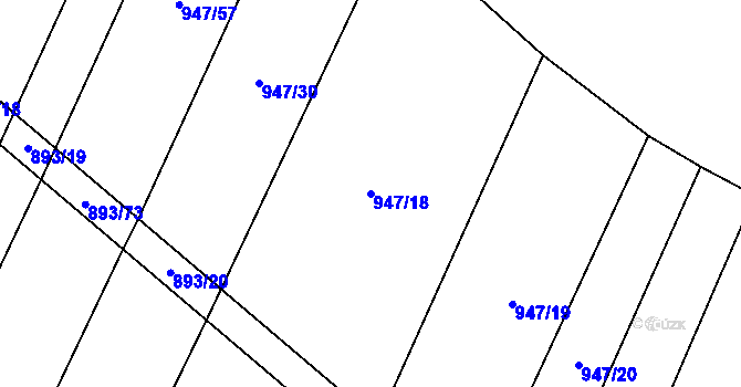 Parcela st. 947/18 v KÚ Čeraz, Katastrální mapa