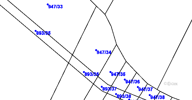 Parcela st. 947/34 v KÚ Čeraz, Katastrální mapa