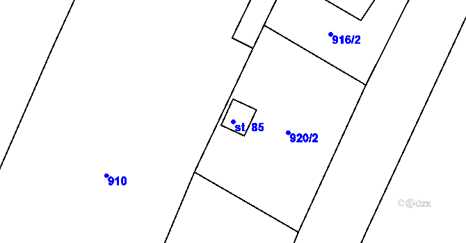 Parcela st. 85 v KÚ Čeraz, Katastrální mapa