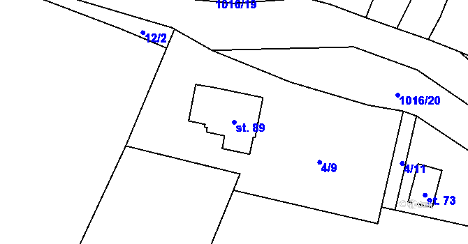 Parcela st. 89 v KÚ Čeraz, Katastrální mapa