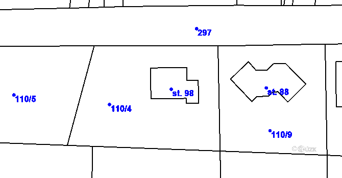 Parcela st. 98 v KÚ Vesce u Soběslavi, Katastrální mapa
