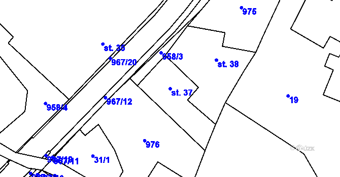 Parcela st. 37 v KÚ Častohostice, Katastrální mapa