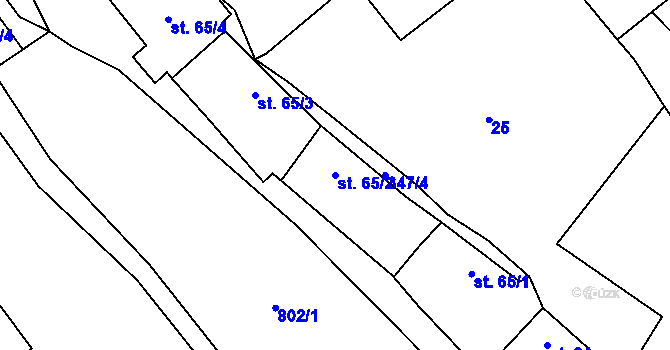 Parcela st. 65/2 v KÚ Častohostice, Katastrální mapa