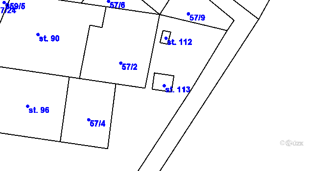 Parcela st. 113 v KÚ Častohostice, Katastrální mapa