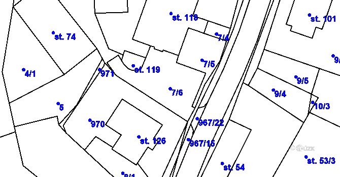 Parcela st. 7/6 v KÚ Častohostice, Katastrální mapa