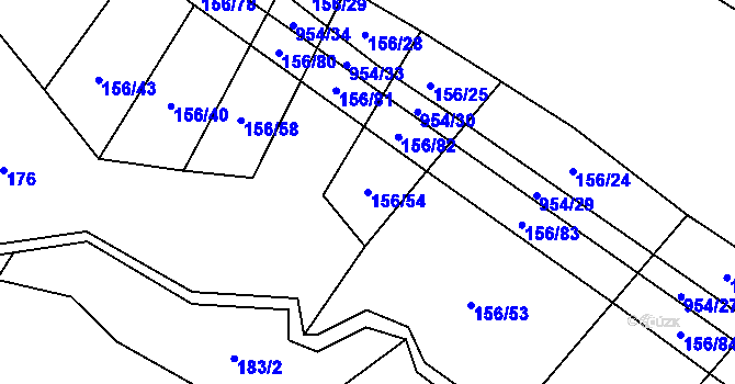 Parcela st. 156/54 v KÚ Častohostice, Katastrální mapa