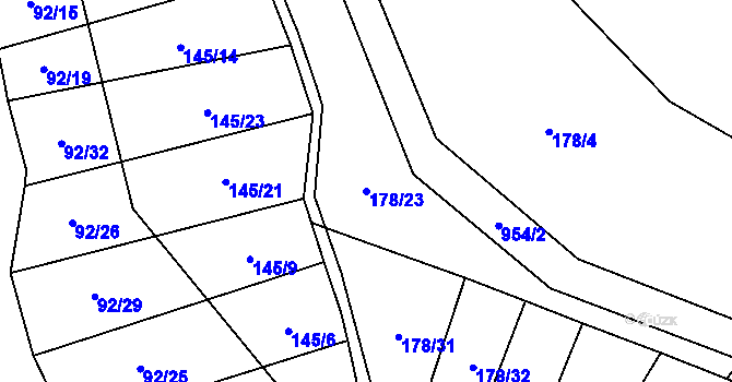 Parcela st. 178/23 v KÚ Častohostice, Katastrální mapa
