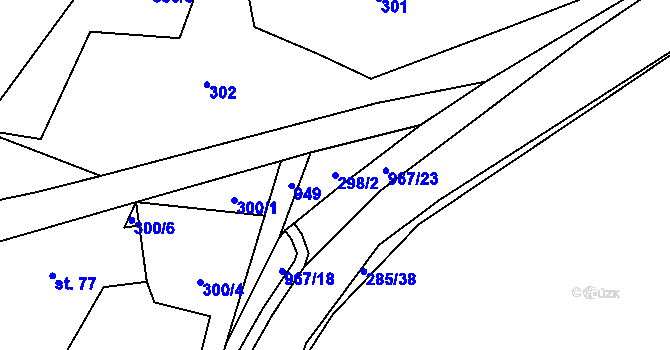 Parcela st. 298/2 v KÚ Častohostice, Katastrální mapa