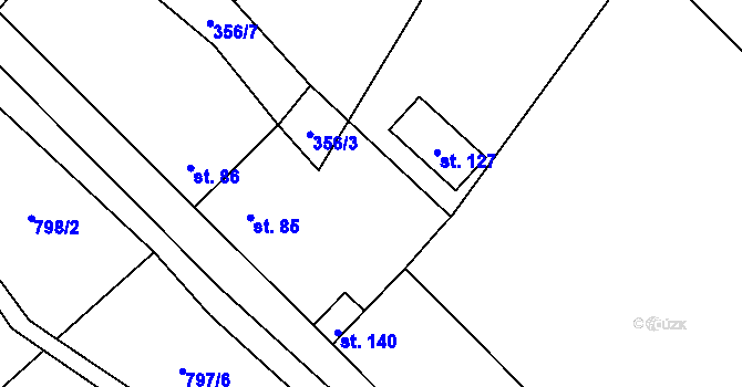 Parcela st. 356/2 v KÚ Častohostice, Katastrální mapa