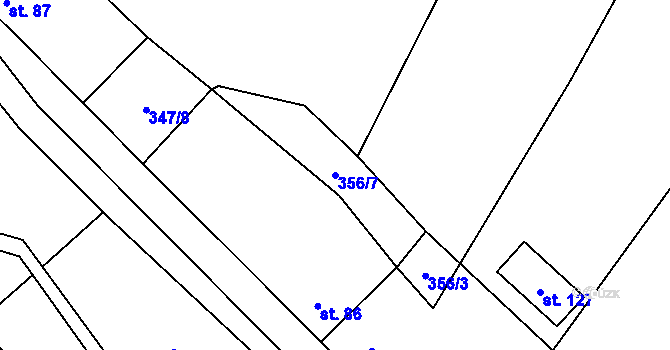 Parcela st. 356/7 v KÚ Častohostice, Katastrální mapa