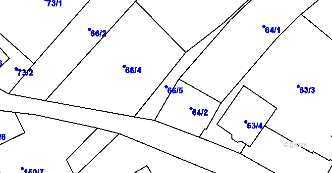 Parcela st. 66/5 v KÚ Lažínky, Katastrální mapa