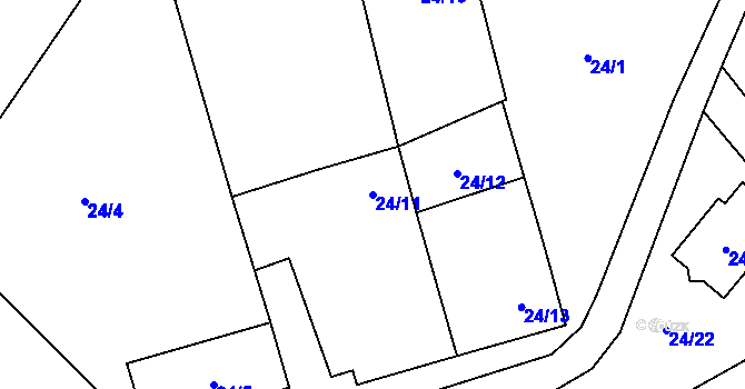 Parcela st. 24/11 v KÚ Lažínky, Katastrální mapa