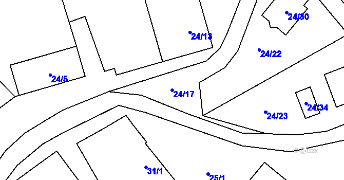 Parcela st. 24/17 v KÚ Lažínky, Katastrální mapa