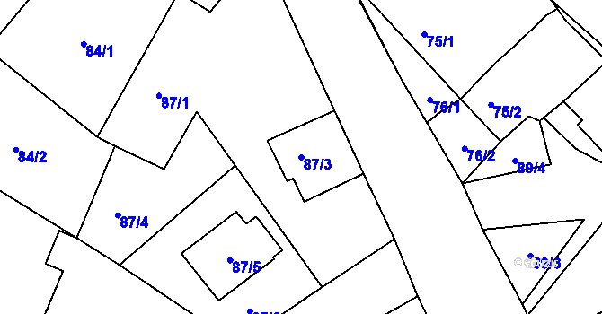 Parcela st. 87/3 v KÚ Lažínky, Katastrální mapa