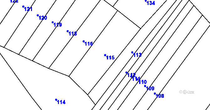 Parcela st. 115 v KÚ Lažínky, Katastrální mapa