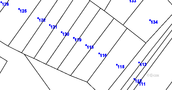 Parcela st. 118 v KÚ Lažínky, Katastrální mapa