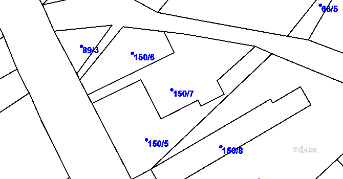 Parcela st. 150/7 v KÚ Lažínky, Katastrální mapa