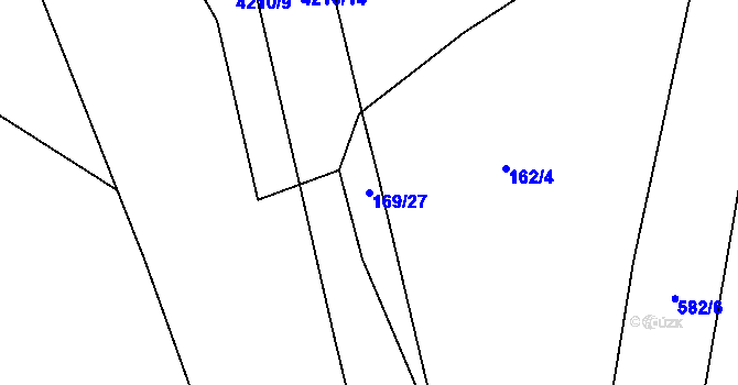 Parcela st. 169/27 v KÚ Lažínky, Katastrální mapa