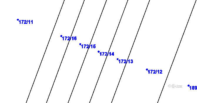 Parcela st. 172/14 v KÚ Lažínky, Katastrální mapa