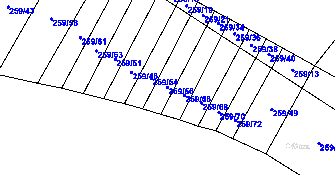 Parcela st. 259/56 v KÚ Lažínky, Katastrální mapa