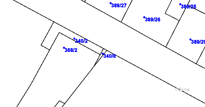 Parcela st. 340/8 v KÚ Lažínky, Katastrální mapa