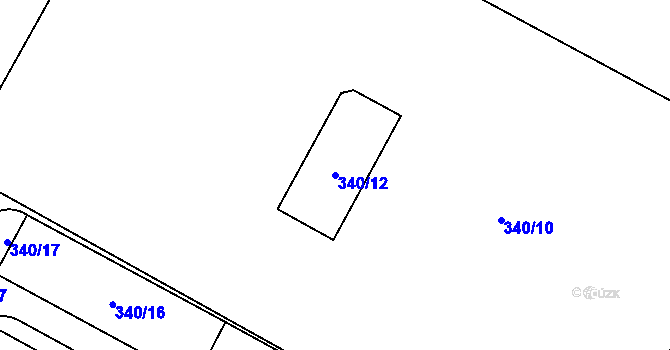 Parcela st. 340/12 v KÚ Lažínky, Katastrální mapa