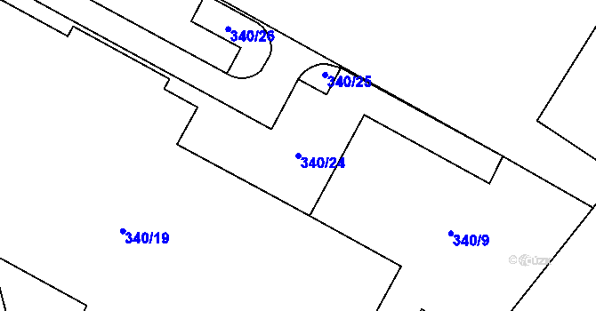 Parcela st. 340/24 v KÚ Lažínky, Katastrální mapa