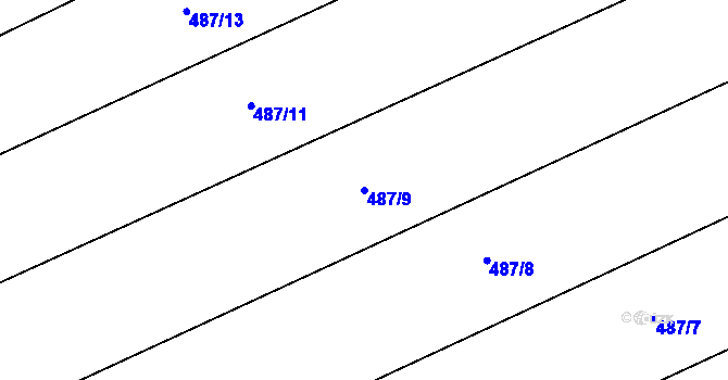 Parcela st. 487/9 v KÚ Lažínky, Katastrální mapa