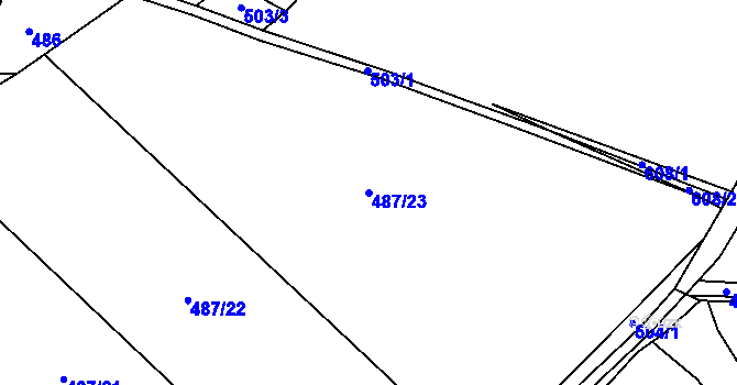 Parcela st. 487/23 v KÚ Lažínky, Katastrální mapa