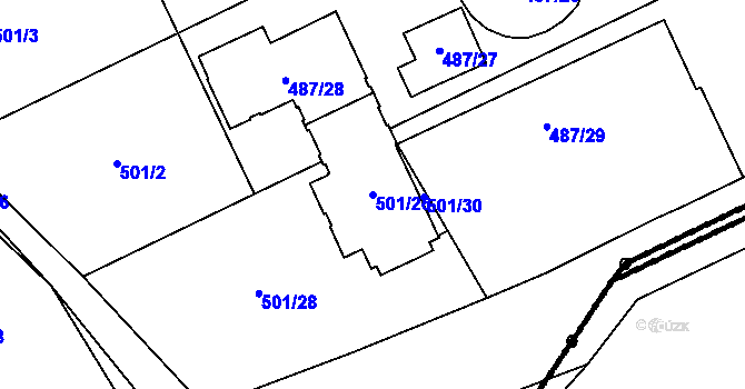 Parcela st. 501/26 v KÚ Lažínky, Katastrální mapa