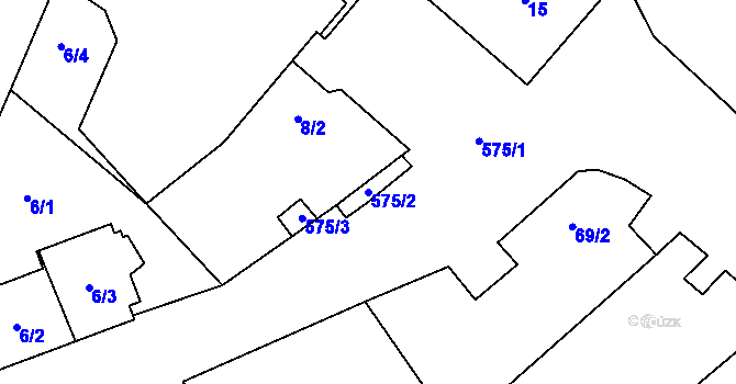 Parcela st. 575/2 v KÚ Lažínky, Katastrální mapa