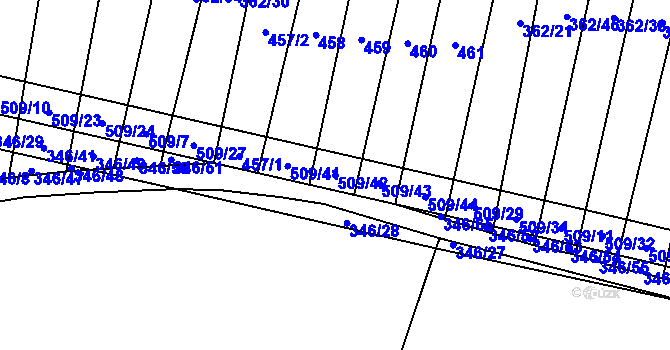 Parcela st. 509/42 v KÚ Vesce u Moravských Budějovic, Katastrální mapa