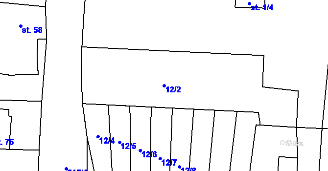 Parcela st. 12/2 v KÚ Vesce u Moravských Budějovic, Katastrální mapa