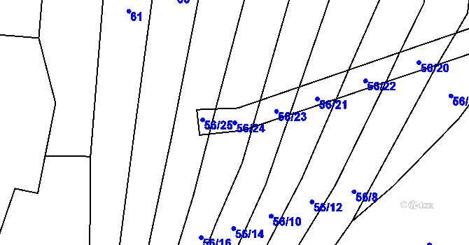 Parcela st. 56/24 v KÚ Vesce u Moravských Budějovic, Katastrální mapa
