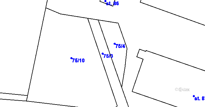 Parcela st. 75/3 v KÚ Vesce u Moravských Budějovic, Katastrální mapa