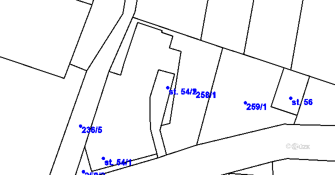 Parcela st. 54/2 v KÚ Vesce u Moravských Budějovic, Katastrální mapa
