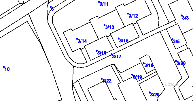 Parcela st. 3/16 v KÚ Vesec u Liberce, Katastrální mapa