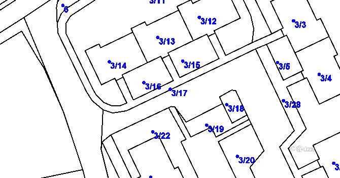 Parcela st. 3/17 v KÚ Vesec u Liberce, Katastrální mapa