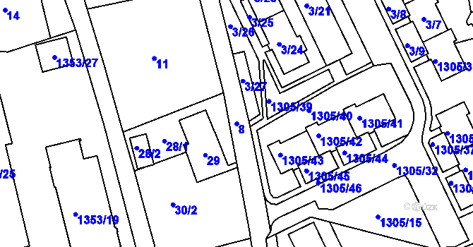 Parcela st. 8 v KÚ Vesec u Liberce, Katastrální mapa
