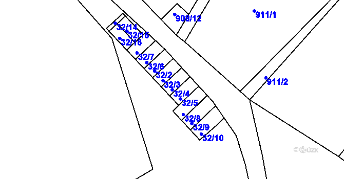 Parcela st. 32/4 v KÚ Vesec u Liberce, Katastrální mapa