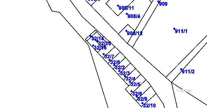Parcela st. 32/7 v KÚ Vesec u Liberce, Katastrální mapa
