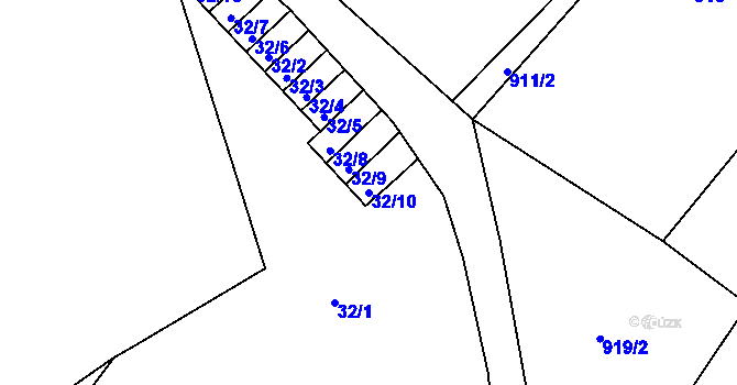 Parcela st. 32/10 v KÚ Vesec u Liberce, Katastrální mapa