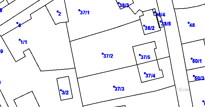 Parcela st. 37/2 v KÚ Vesec u Liberce, Katastrální mapa