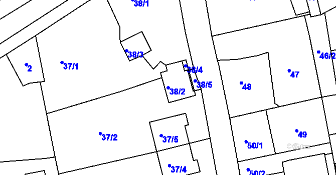 Parcela st. 38/2 v KÚ Vesec u Liberce, Katastrální mapa