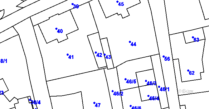 Parcela st. 43 v KÚ Vesec u Liberce, Katastrální mapa