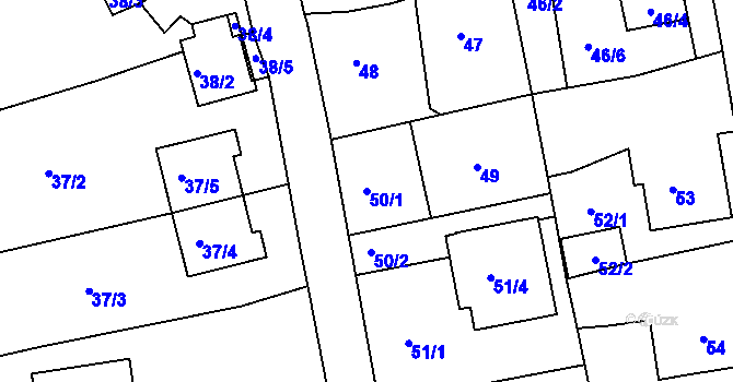 Parcela st. 50/1 v KÚ Vesec u Liberce, Katastrální mapa