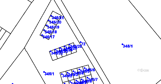 Parcela st. 72 v KÚ Vesec u Liberce, Katastrální mapa