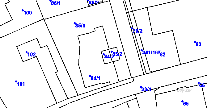 Parcela st. 84/2 v KÚ Vesec u Liberce, Katastrální mapa