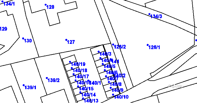 Parcela st. 140/3 v KÚ Vesec u Liberce, Katastrální mapa